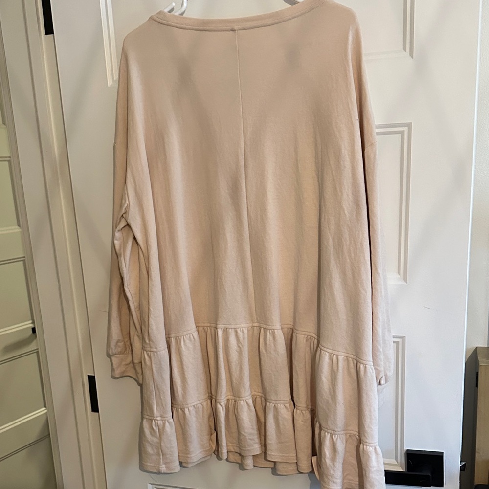 Beige Ruffle Hem Dress - Picture 3 of 3